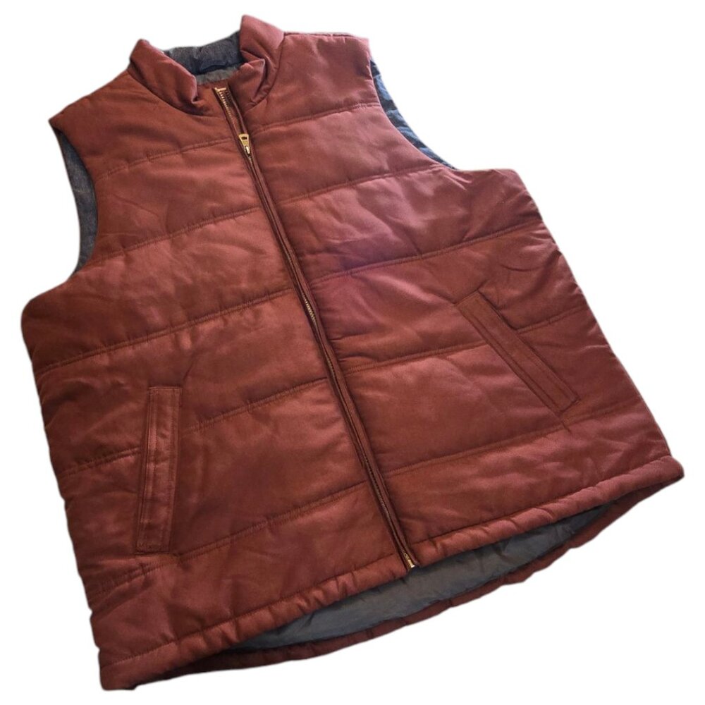 WEATHERPROOF VINTAGE Men's Maroon & Charcoal Full Zip Quilted Vest sz XXL